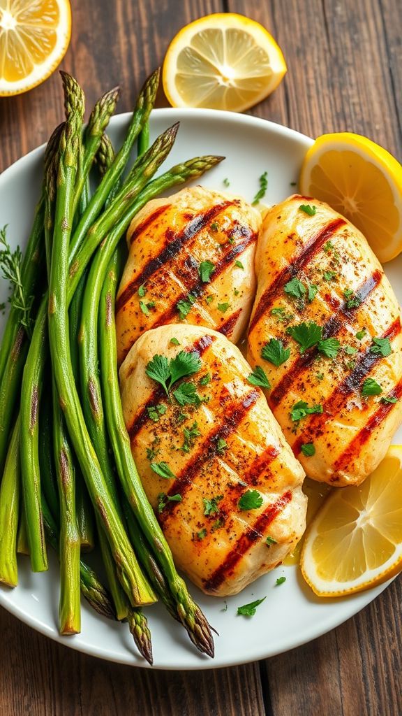 Lemon Herb Grilled Chicken with Asparagus