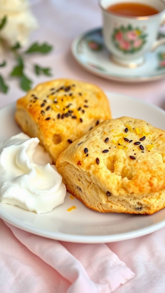 Lemon Poppy Seed Scones with Clotted Cream