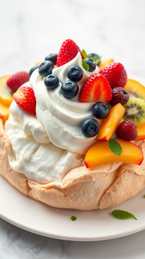 Light and Fluffy Fruit Pavlova  