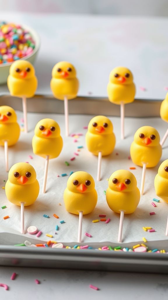 Marshmallow Chicks on a Stick  