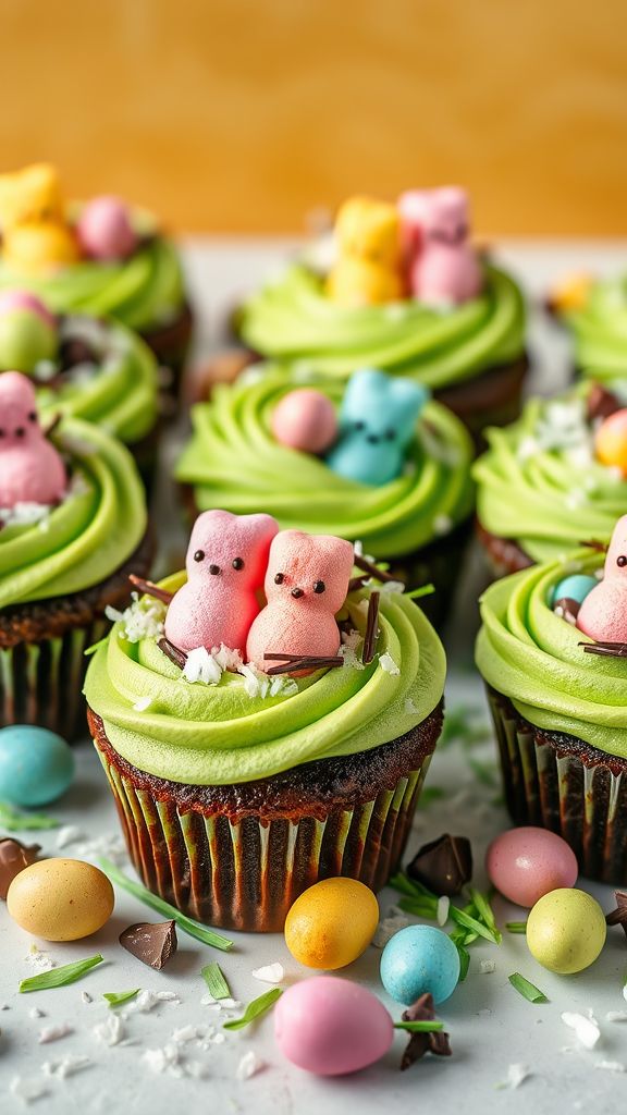 Marshmallow Peep Nest Cupcakes