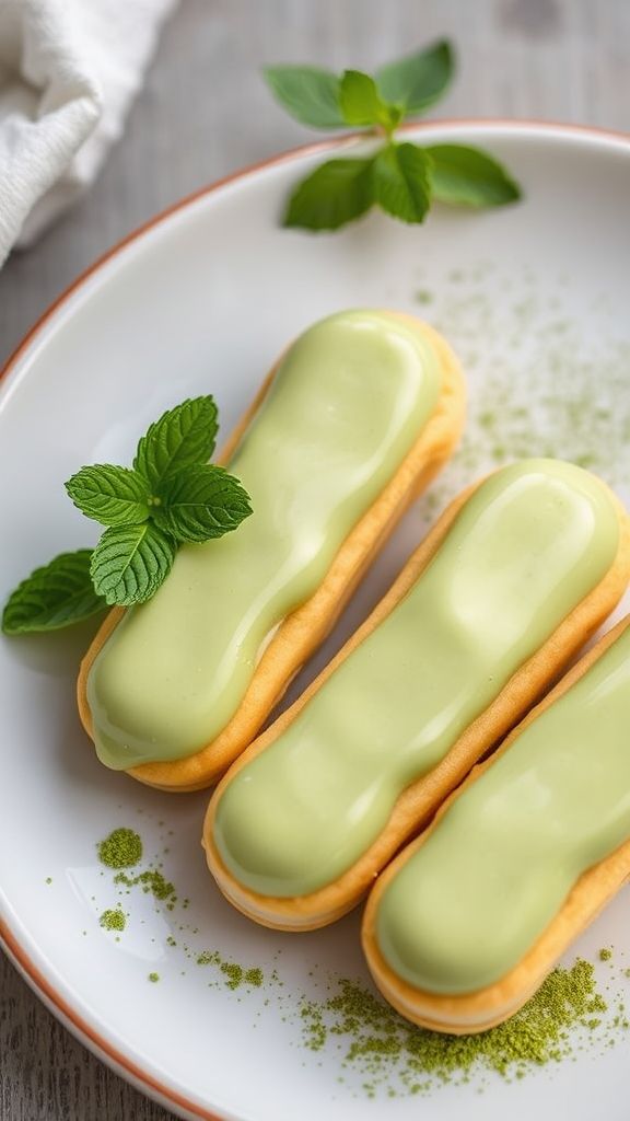 Matcha Green Tea Eclairs  