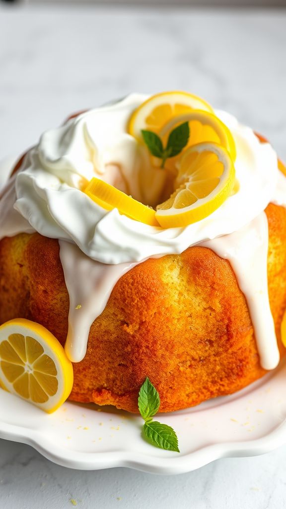 Meyer Lemon Pound Cake with Whipped Cream