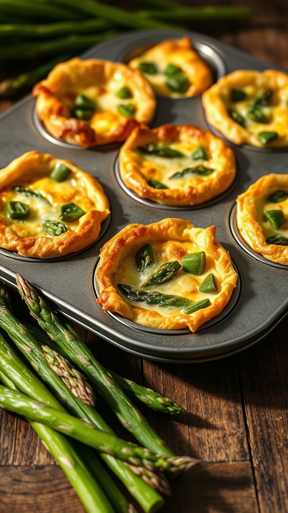 Mini Quiches with Asparagus and Cheese  