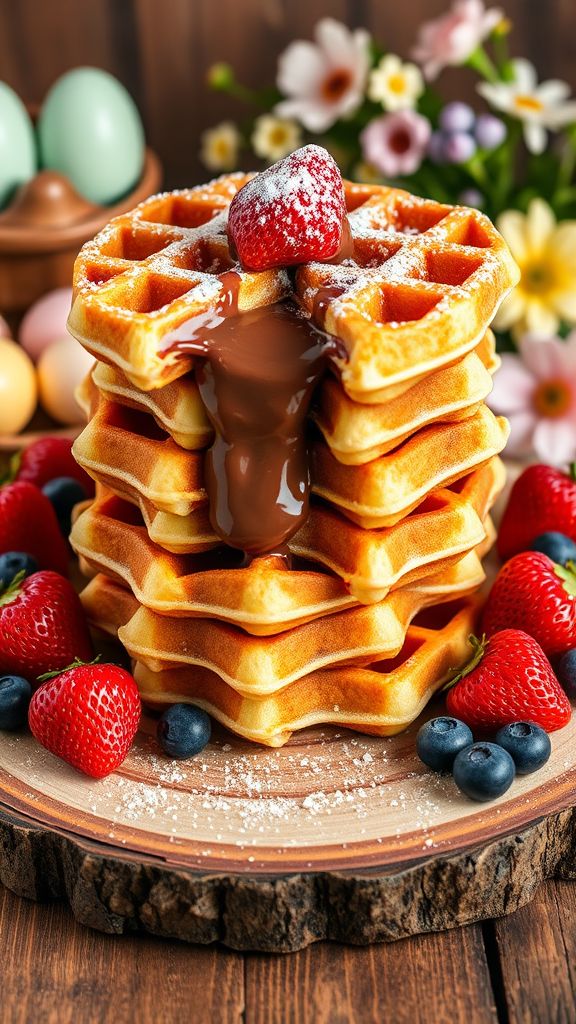 Nutella Stuffed Easter Waffles