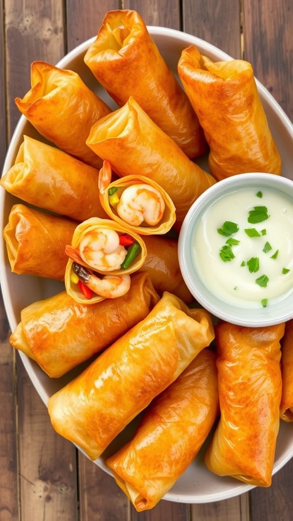 Oven-Baked Shrimp Spring Rolls with Garlic Aioli