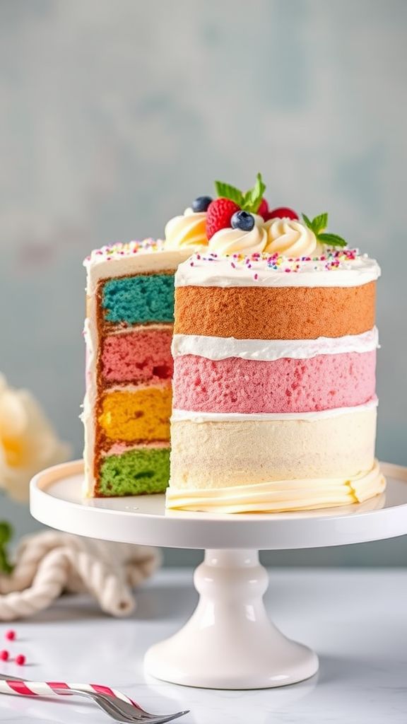 Pastel Layered Vanilla Bliss Cake