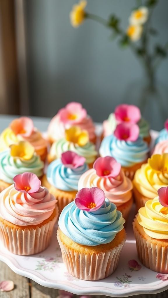 Pastel Petal Easter Cupcakes  