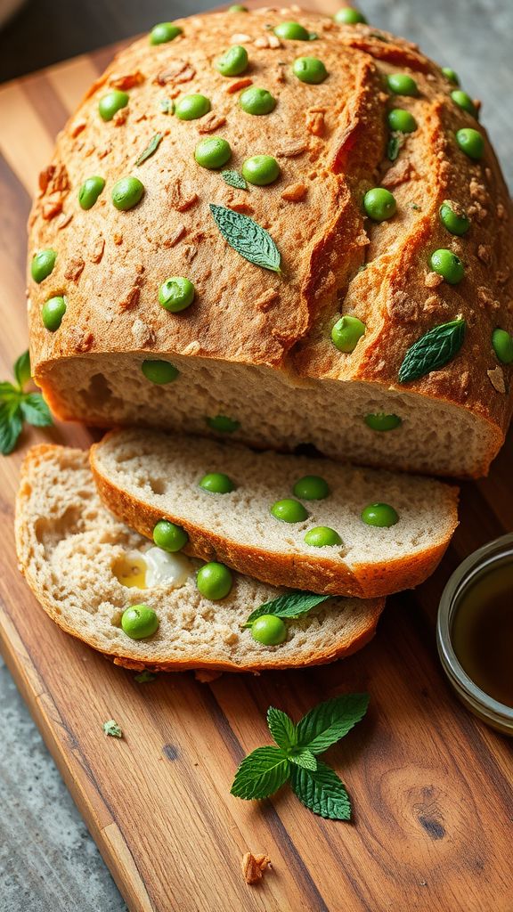 Pea and Mint Whole Wheat Bread