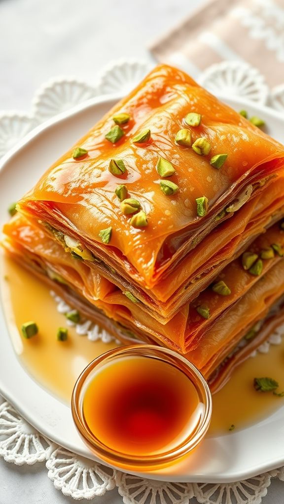 Pistachio Baklava with Honey Syrup  