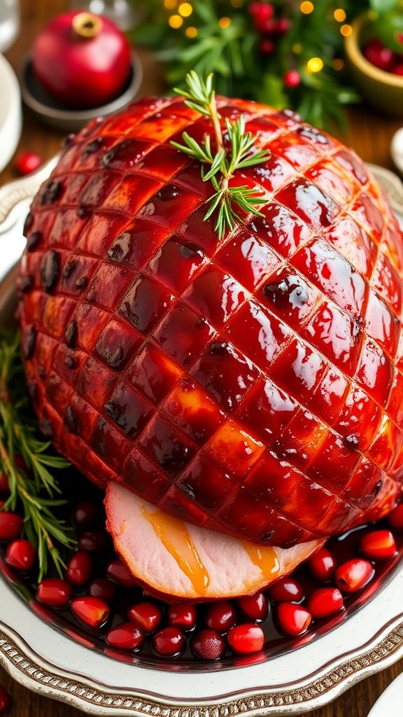 Pomegranate Molasses Glazed Ham