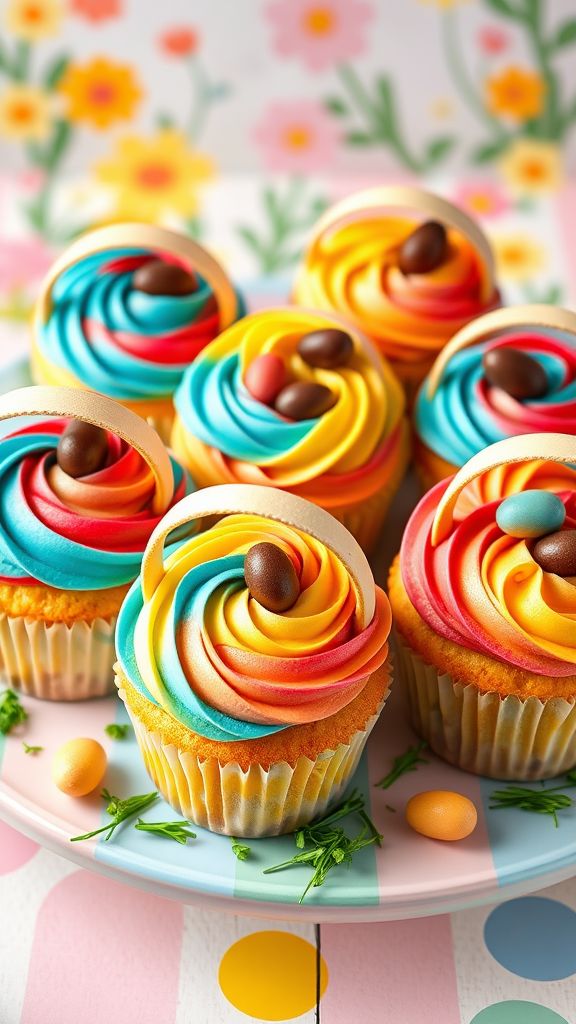 Rainbow Egg Basket Cupcakes