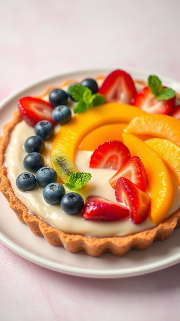 Rainbow Fruit Tart with Egg Custard