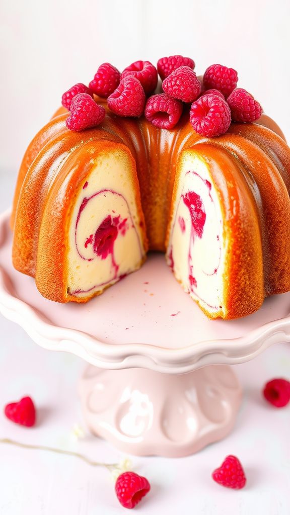 Raspberry Cream Cheese Bundt Cake