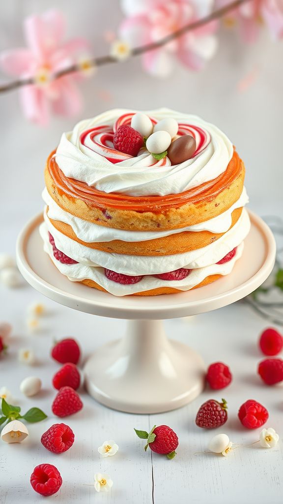 Raspberry Ripple Nest Cake  