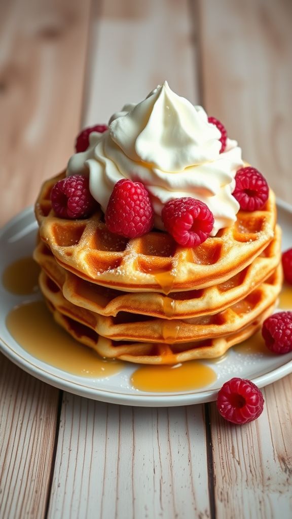 Raspberry Vanilla Cream Waffles