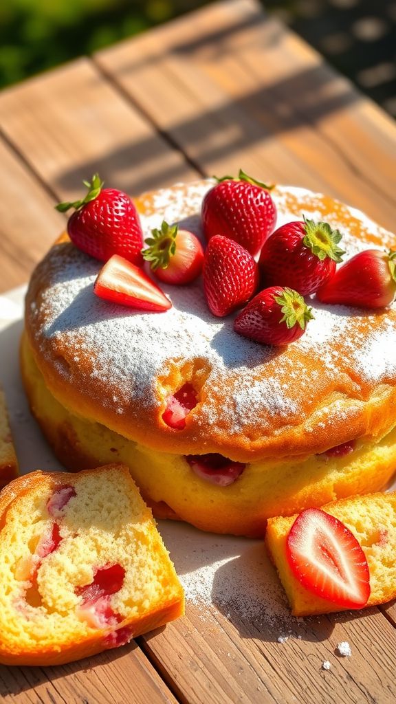 Rhubarb and Strawberry Delight Cake  