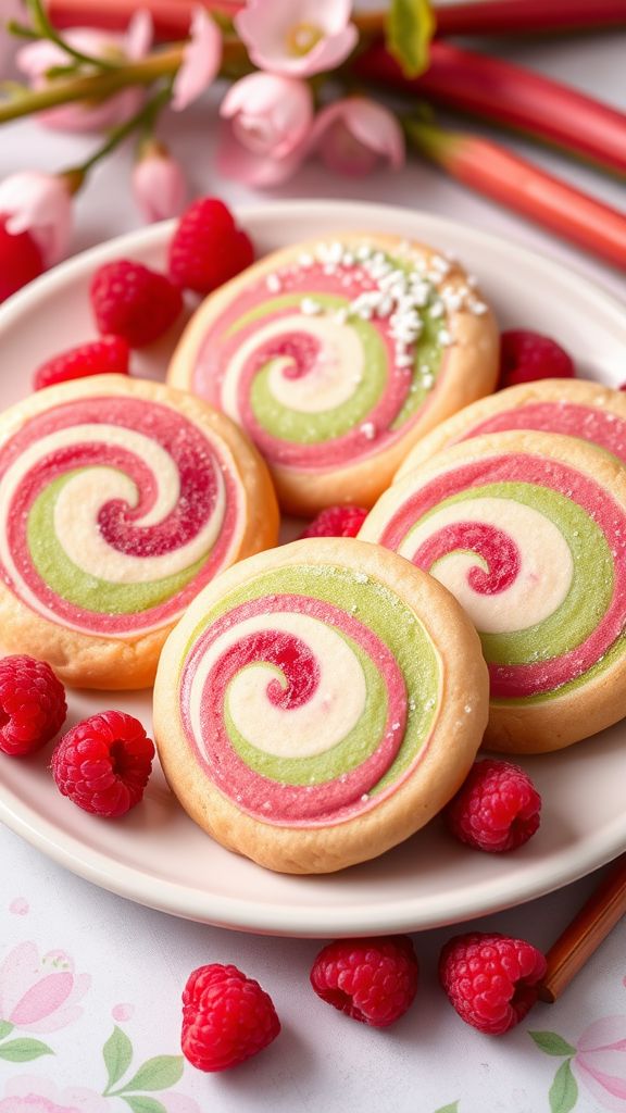 Rhubarb Raspberry Swirl Cookies  