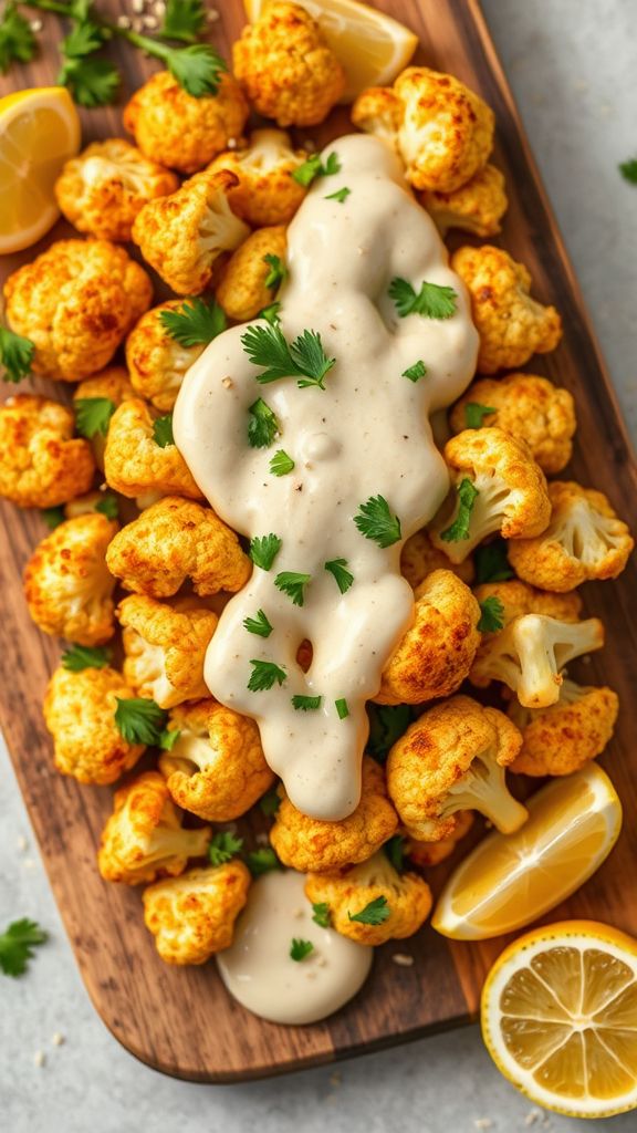 Roasted Cauliflower with Tahini Sauce  