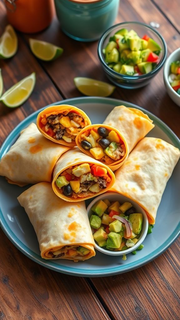 Savory Breakfast Burritos with Avocado Salsa  