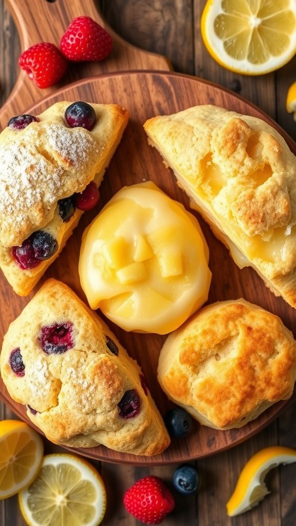 Scone Trio: Berry, Lemon, and Cheese 