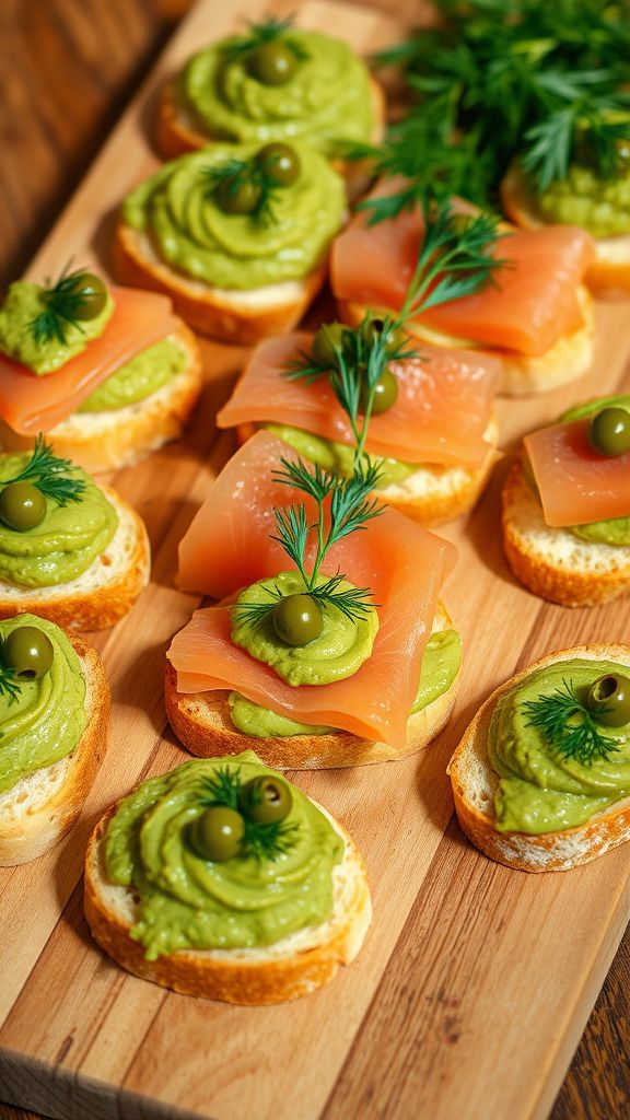 Smoked Salmon and Avocado Toast Bites