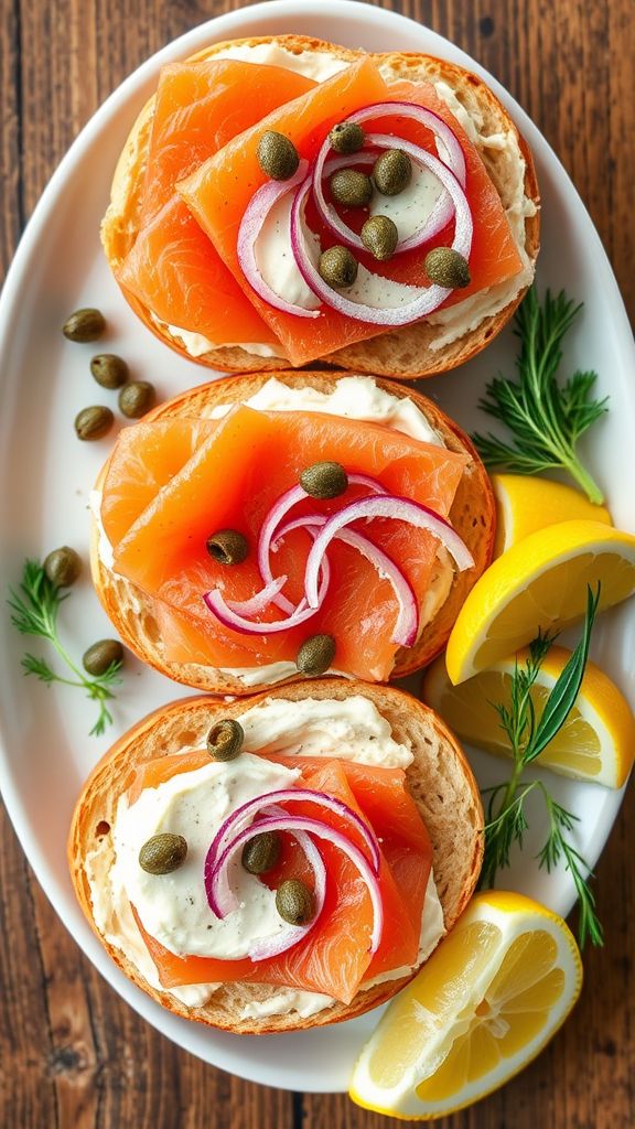 Smoked Salmon and Cream Cheese Bagels