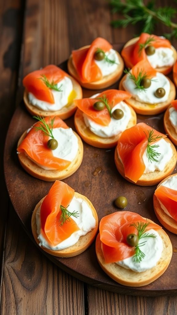 Smoked Salmon and Cream Cheese Canapés  