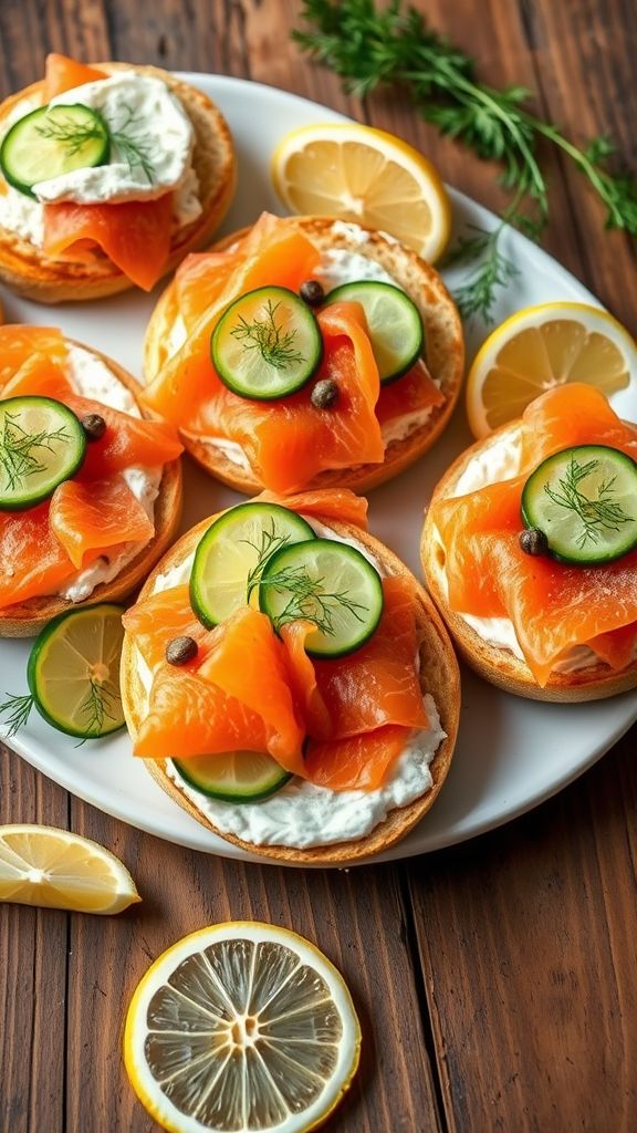 Smoked Salmon and Dill Bagel Sandwiches  