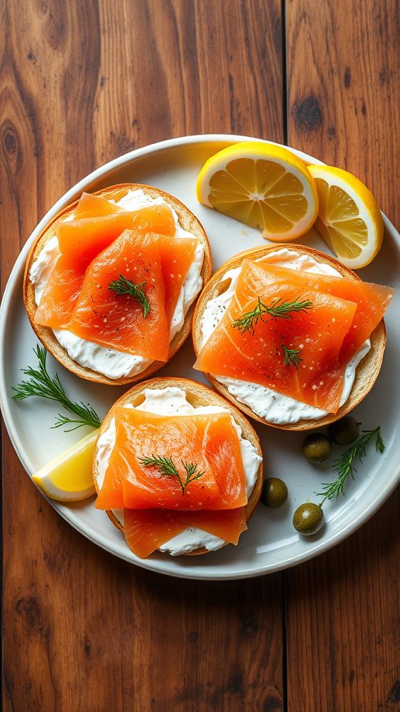 Smoked Salmon Bagels with Cream Cheese  