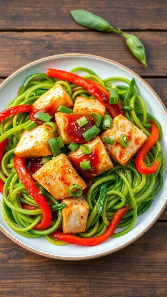 Spicy Fish Stir-Fry with Zoodles  