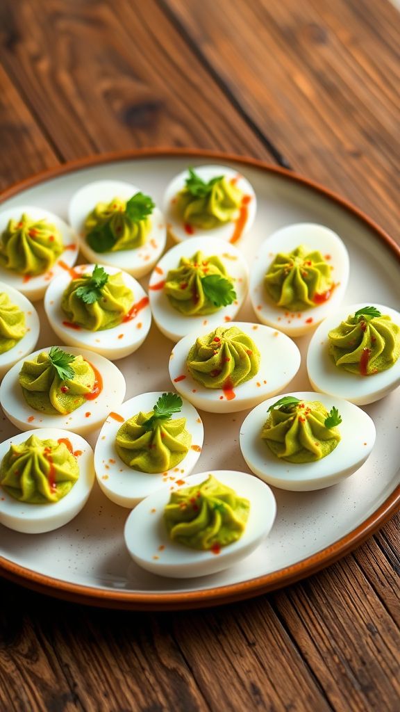 Spicy Sriracha and Avocado Deviled Eggs  