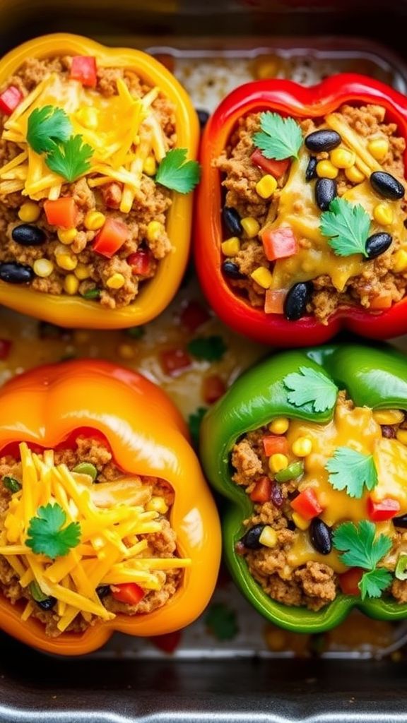 Spicy Taco-Stuffed Bell Peppers