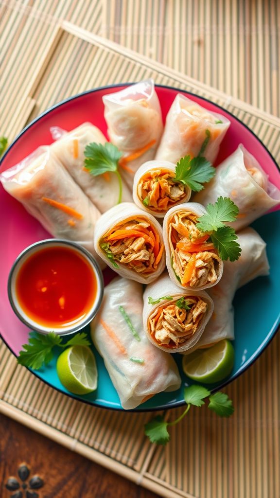 Spicy Thai Chicken Spring Rolls  