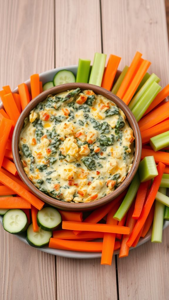 Spinach and Artichoke Dip with Veggie Sticks