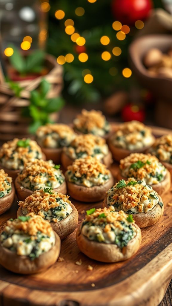 Spinach and Artichoke Stuffed Mushrooms