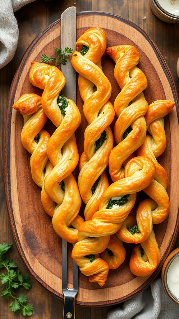 Spinach and Feta Puff Pastry Twists