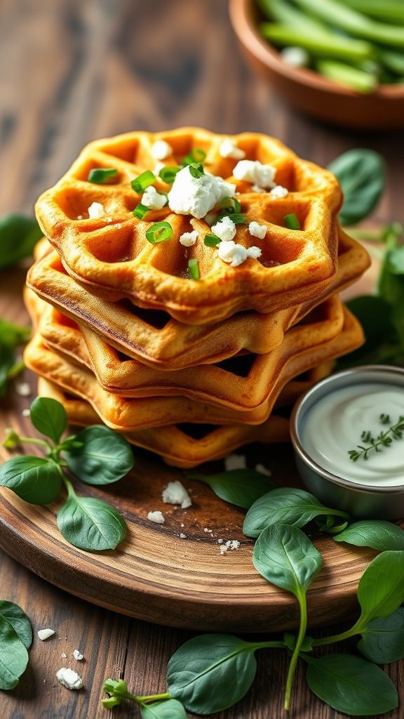 Spinach and Feta Savory Waffles