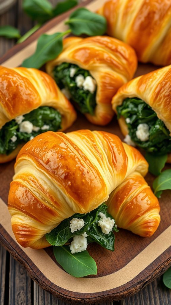 Spinach and Feta Stuffed Croissants  