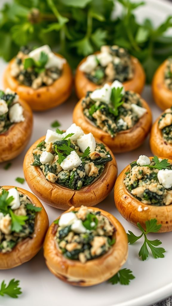 Spinach and Feta Stuffed Mushrooms