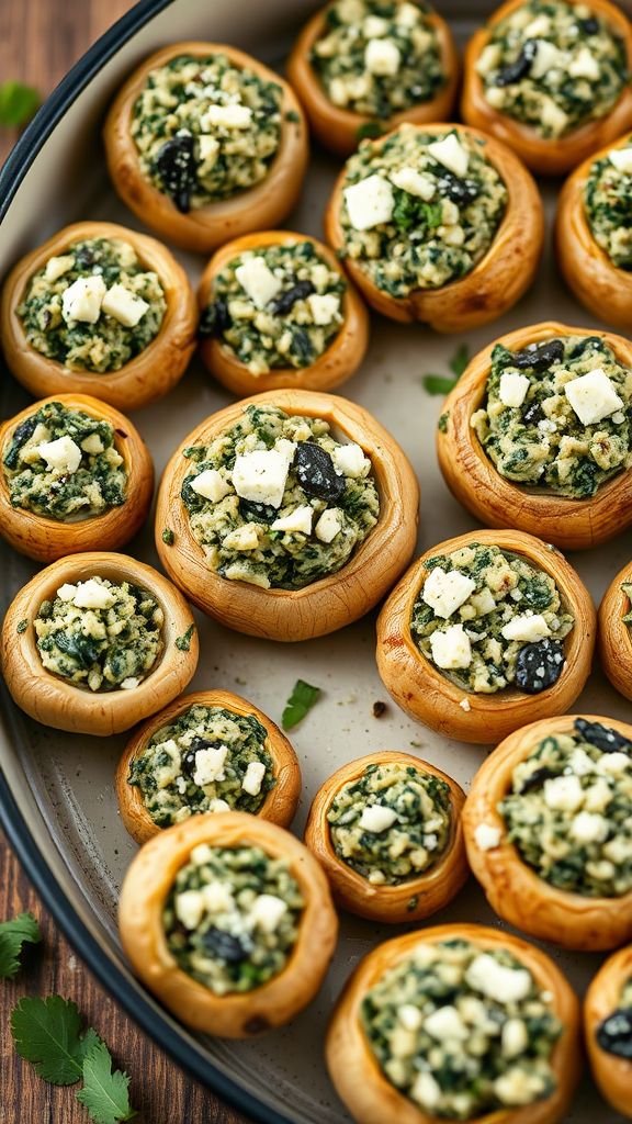 Spinach and Feta Stuffed Mushrooms  