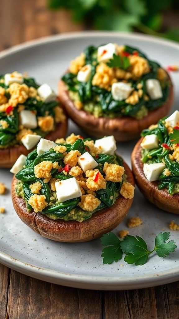 Spinach and Goat Cheese Stuffed Portobello Mushrooms