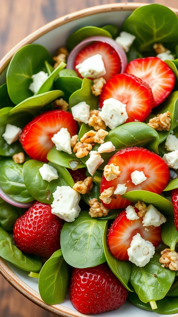 Spinach and Strawberry Salad with Feta