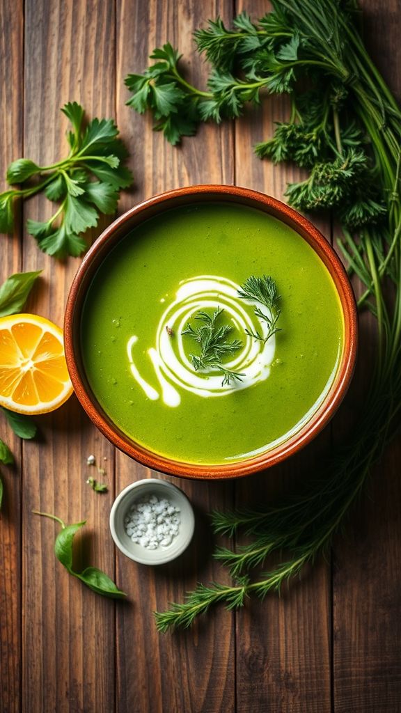 Spring Green Soup with Fresh Herbs