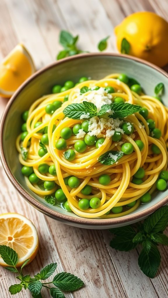 Spring Pea and Mint Linguine  