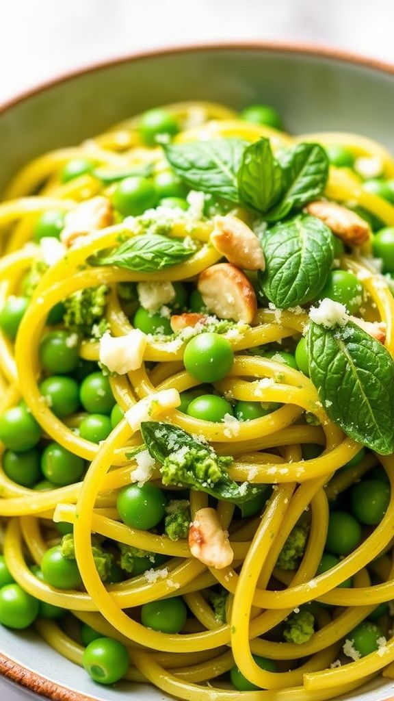 Spring Pea and Mint Pesto Pasta