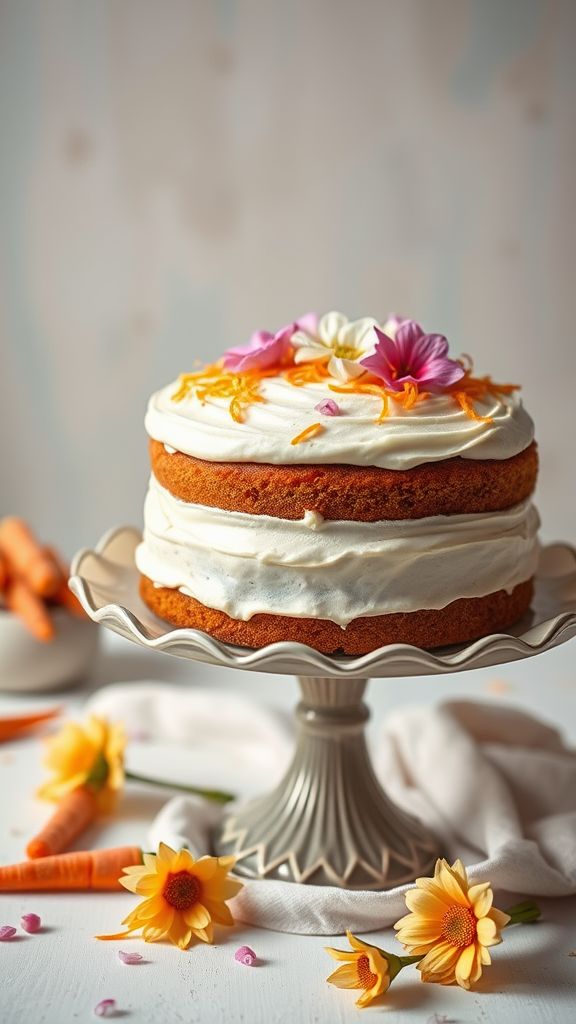 Springtime Carrot Cake with Cream Cheese Frosting  