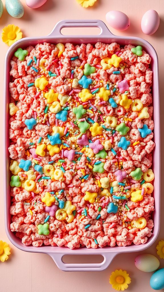 Springtime Rainbow Rice Krispie Treats  