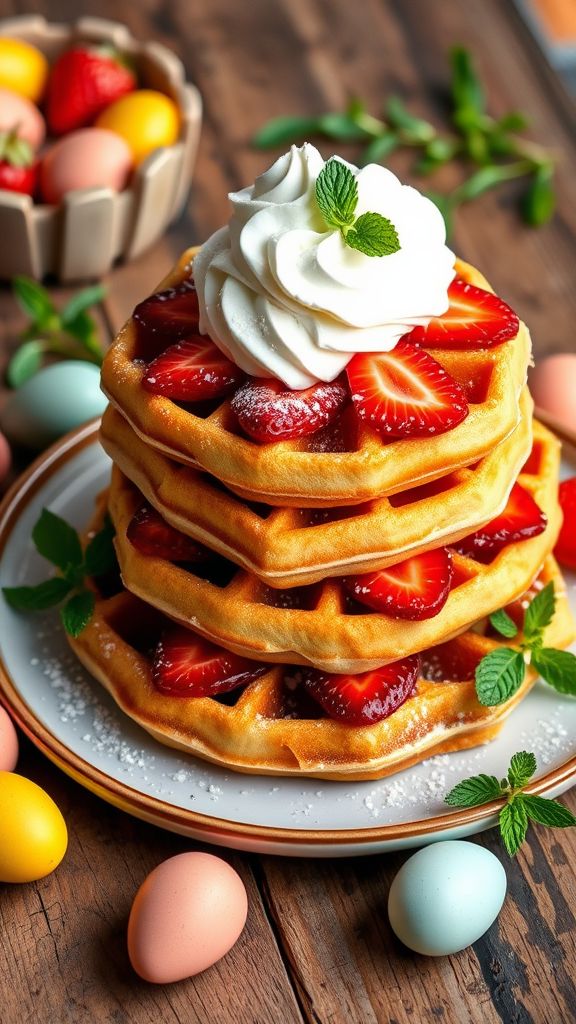 Strawberry Shortcake Easter Waffles