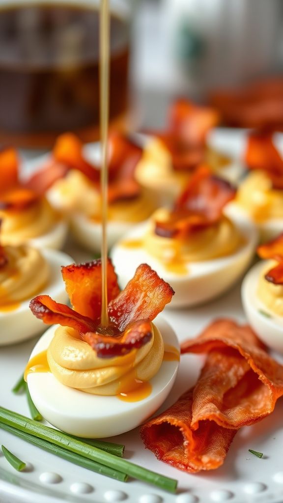 Sweet and Savory Maple Bacon Deviled Eggs  